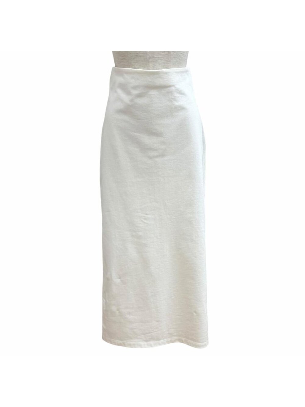 Prada Cotton 100% Triangle Logo Back Slit Pencil Skirt White 44